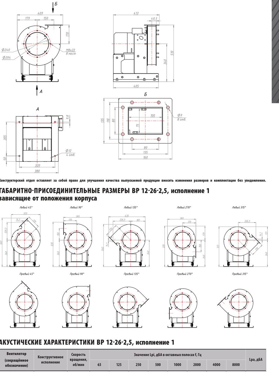 Габаритные и присоединительные размеры: ВР 12-26-2,5, исполнение 1
